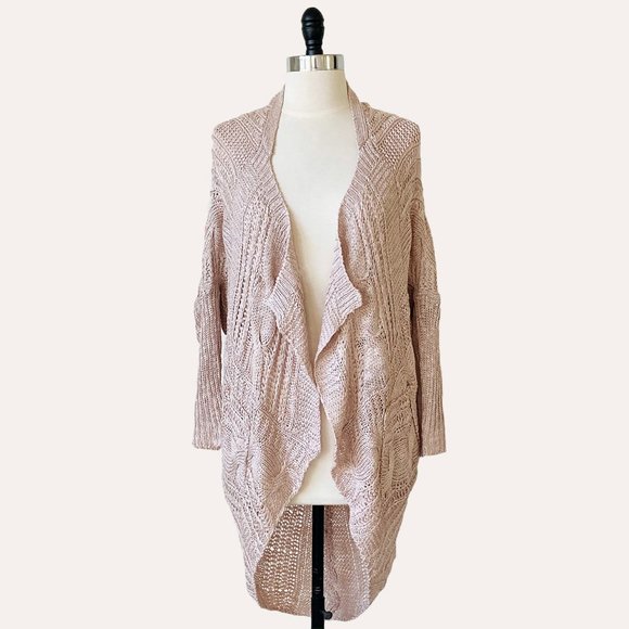 Blush Pink Open Front Cardigan Sweater - Picture 1 of 4